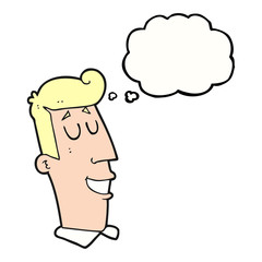 thought bubble cartoon grinning man