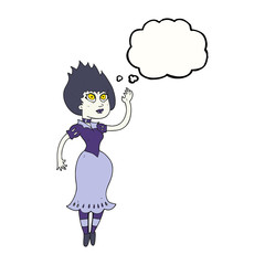 thought bubble cartoon vampire girl waving