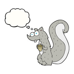 thought bubble cartoon squirrel with nut