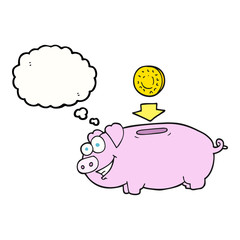 thought bubble cartoon piggy bank