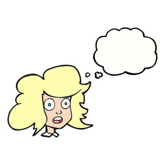 thought bubble cartoon surprised female face