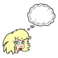 thought bubble cartoon female face