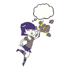 thought bubble cartoon vampire girl flying