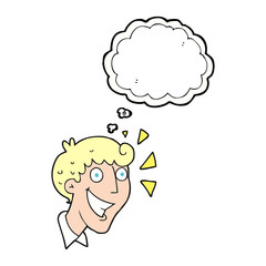 thought bubble cartoon excited man