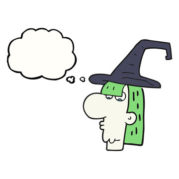 thought bubble cartoon witch head