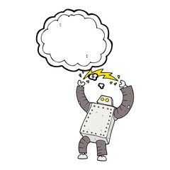 thought bubble cartoon robot