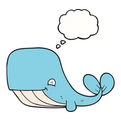 Rolgordijnen thought bubble cartoon happy whale © lineartestpilot