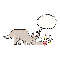 thought bubble cartoon dog sniffing