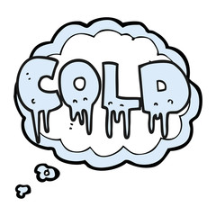 thought bubble cartoon word cold
