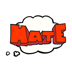 thought bubble cartoon word Hate