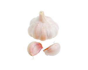 Garlic on a light background closeup