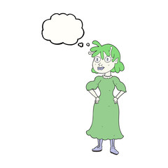 thought bubble cartoon alien woman