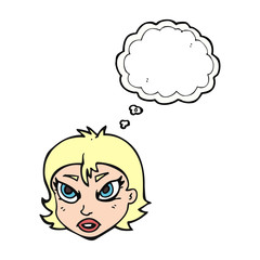 thought bubble cartoon angry female face