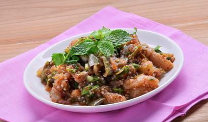 Thai Spicy eggplant thai food salad