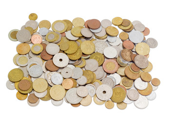 Coins from various countries in circulation at different times