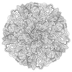 Pattern for coloring book. Ethnic retro design