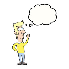 thought bubble cartoon man waving