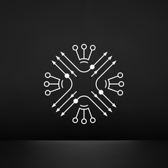 Scheme. Abstract sign with Arrows, Circles, Dots and other Symbols. Contemporary Graphic Design. Engineering Template. Line Art Design. Vector Illustration.