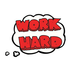 thought bubble cartoon work hard symbol