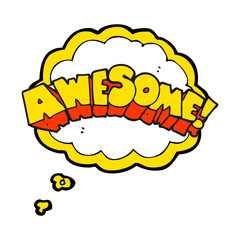 thought bubble cartoon word awesome
