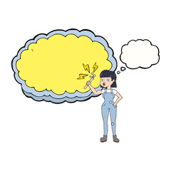 thought bubble cartoon female plumber