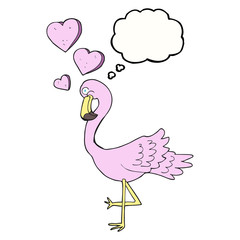 thought bubble cartoon flamingo in love
