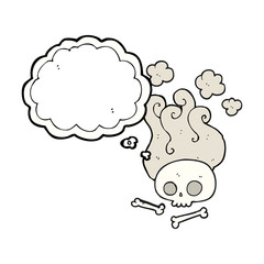 thought bubble cartoon skull and bones