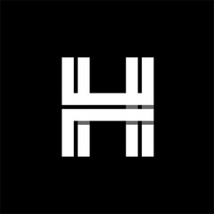 Capital letter H. Made of wide white stripes Overlapping with shadows. Logo, monogram, emblem trendy design. 