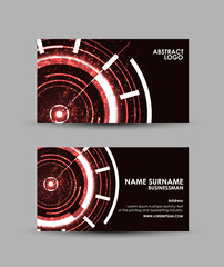 Business card vector design template.  Abstract red Modern technology.