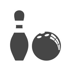 Bowling ball and bowling pin flat icon.