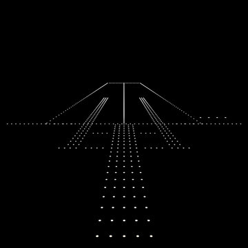 Luminous night landing lights Airport. Vector illustration