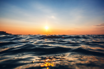 Sea wave close up, low angle view