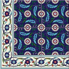  seamless  pattern. Turkish, Moroccan, Portuguese  Azulejo tiles and border, ornaments. 