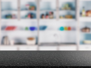 granite counter top with kitchen cabinet background