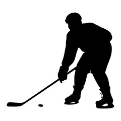 silhouette of hockey player. Isolated on white. Vector  illustra