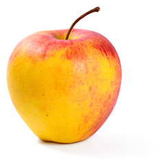 Organic apple, isolated on white background.