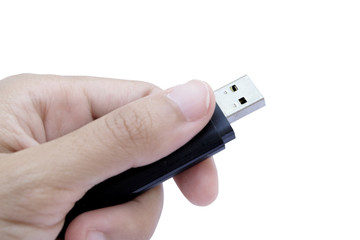 Handy drive pin out held by hand (isolated and have clipping pat