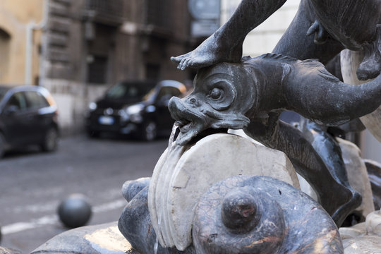 detail of the famous Turtle Fountain, built in 1581 by Mattei.
