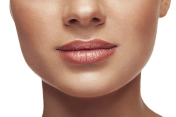 Lips of woman with natural make up