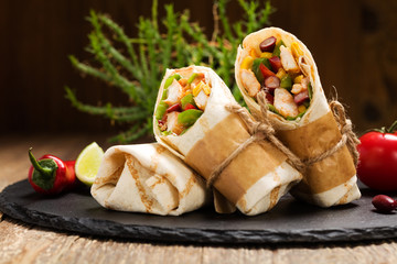Burritos wraps with chicken