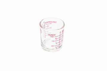 ounce (Selected focus) measuring glass (isolated and have clippi