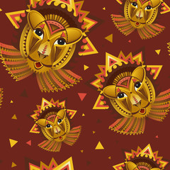 Geometric face of lion builded from circles, triangles and other shapes. Flat geometric lion. Creative lion animals. Polygonal lion, african animals
