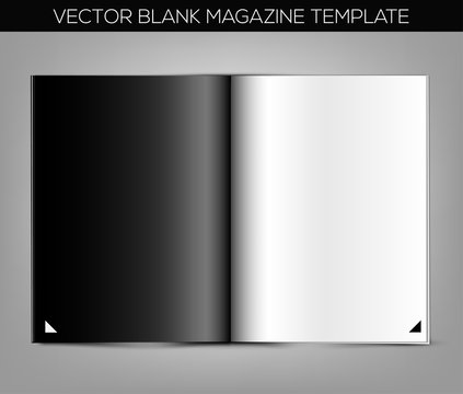Blank magazine template on gray background. Vector illustration. EPS10.
