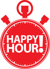 Happy hour alarm clock icon, vector illustration