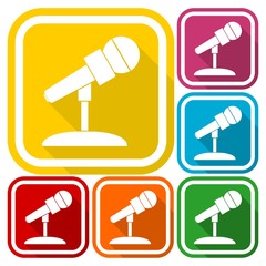 Microphone Icons set with long shadow