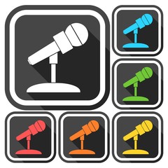 Microphone Icons set with long shadow