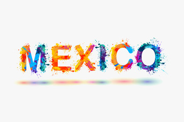 word "MEXICO". Splash paint