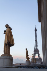 Fototapeta na wymiar Sculptures in Trocadero. Paris, France.