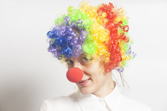 Funny clown woman, female
