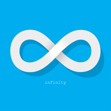Infinity symbol white on a blue background.